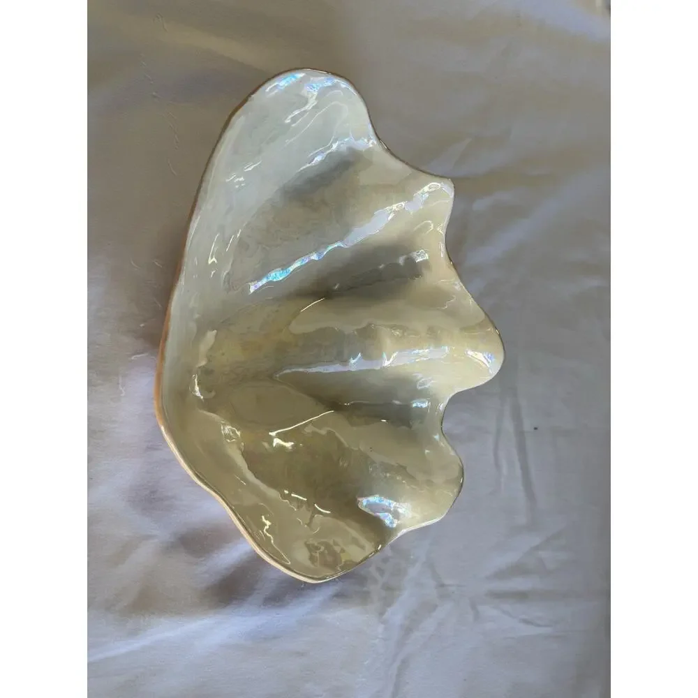 Art Pottery Nautical Nautilus Shell Bowl Tray Dish Terra Cotta Brown T9